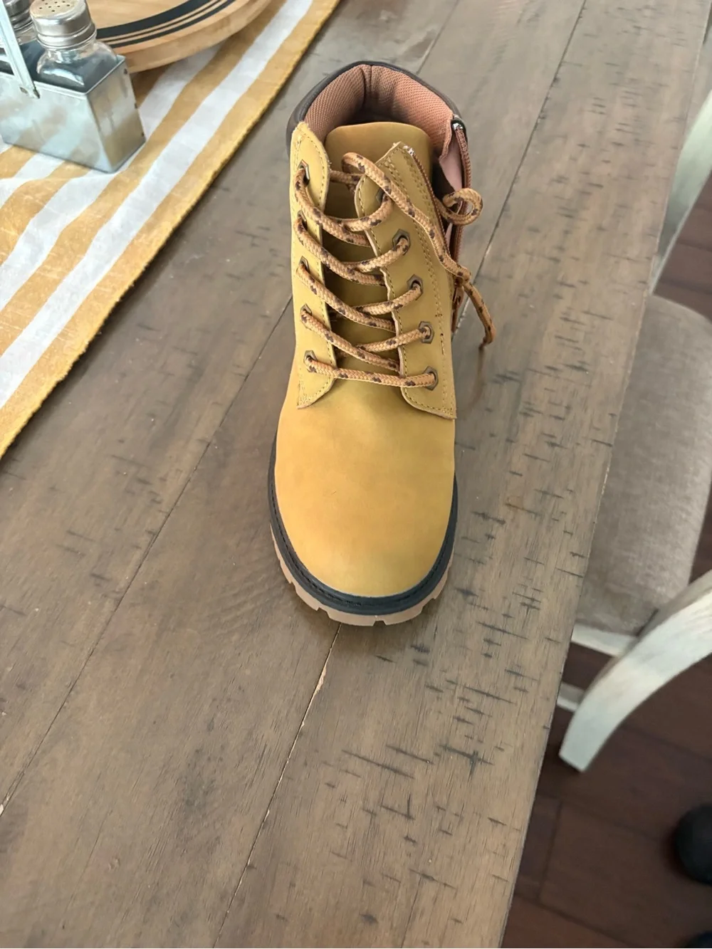 Kids Tan Lace-Up Work Boot